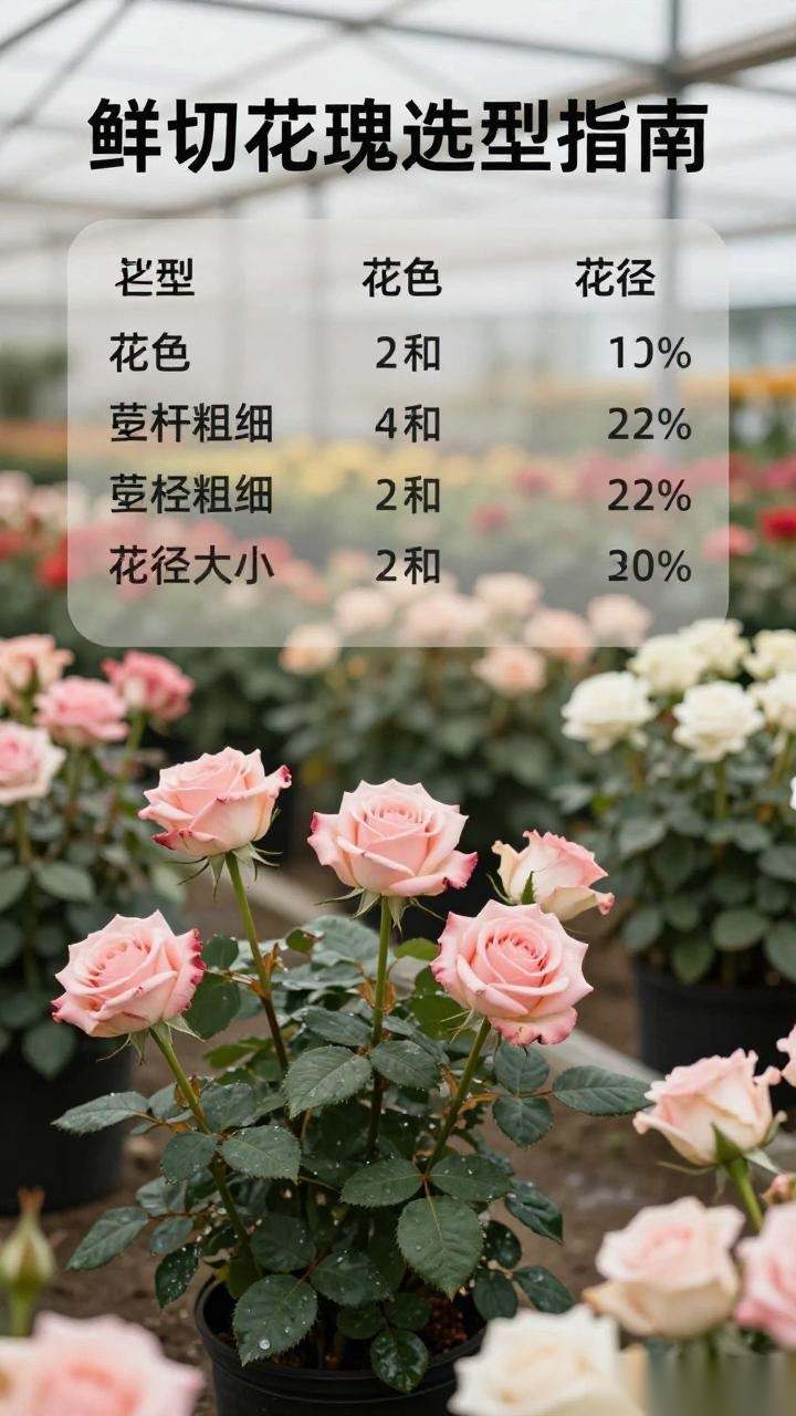 鲜切花苗圃选型指南：如何选择合适的玫瑰花品种与栽培参数｜鲜切花种植全攻略(图1)