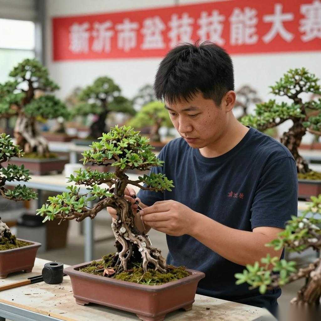 盆景制作安装调试技巧全攻略：新沂市盆景技能大赛展现青年匠人技艺